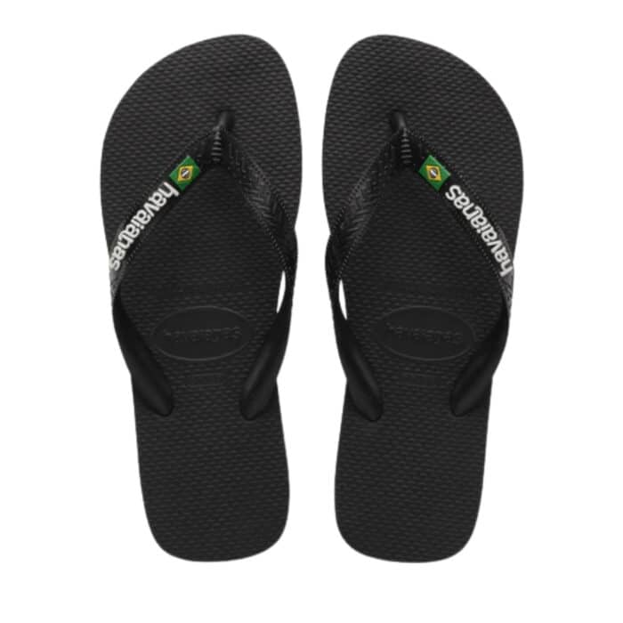 Havaianas Brazil Logo klipklapper til dame i sort med brasilianske detaljer og tå-rem samtidig med at de er vandtætte!