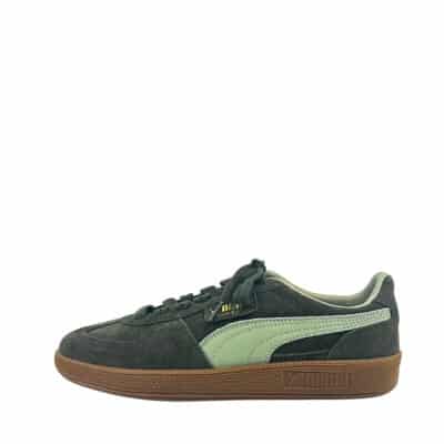 Puma Palermo sneakers til herre i olivengrønt ruskind med lysegrønne Puma detaljer og snørebånd samt udtagelig Ortholite sål