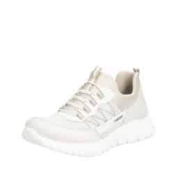 Rieker sneakers til dame i beige med elastik og Memosoft sål