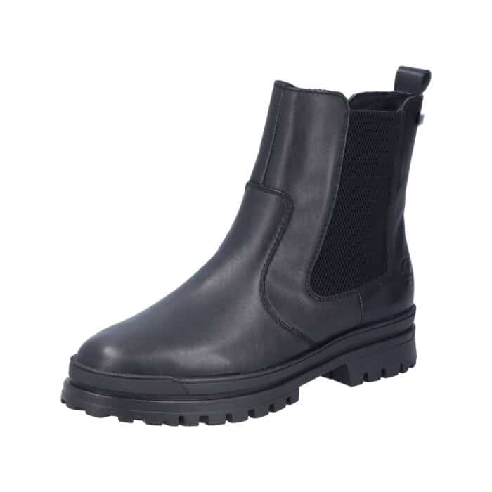Rieker støvle til dame i sort skind med Rieker-Tex og varm foring samt Anti-slip system
