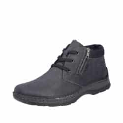 Rieker støvle til herre i grå med varm foring og ekstra bredde H samt lynlås og snørebånd