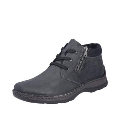 Rieker støvle til herre i grå med varm foring og ekstra bredde H samt lynlås og snørebånd