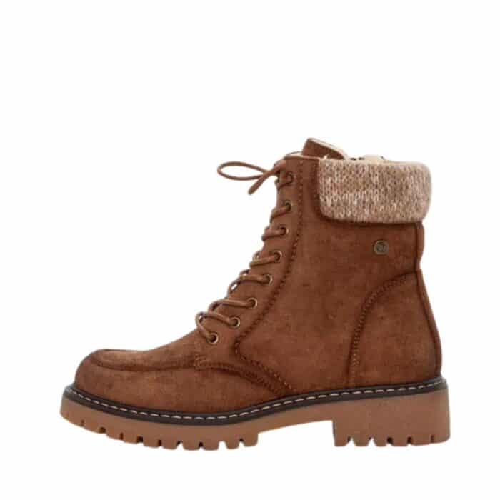 Duffy Ciavolo Uno støvle til dame i camel med varm foring og en blokhæl på 4 cm samt lynlås og snørebånd