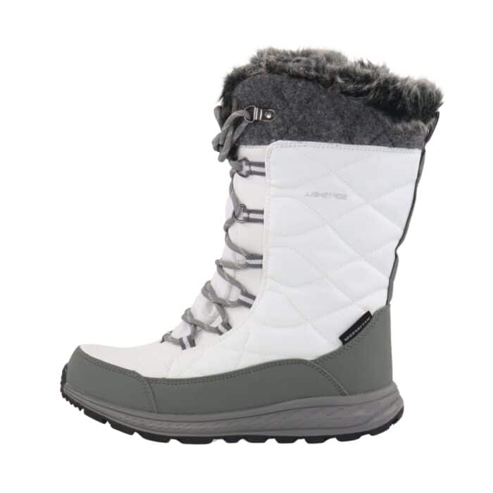 Network støvle til dame i hvid med waterproof teknologi og varm foring samt snørebånd og lynlås