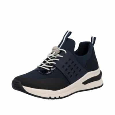 Rieker sneakers til dame i blå med ekstra bredde H og udtagelig sål samt elastik lukning