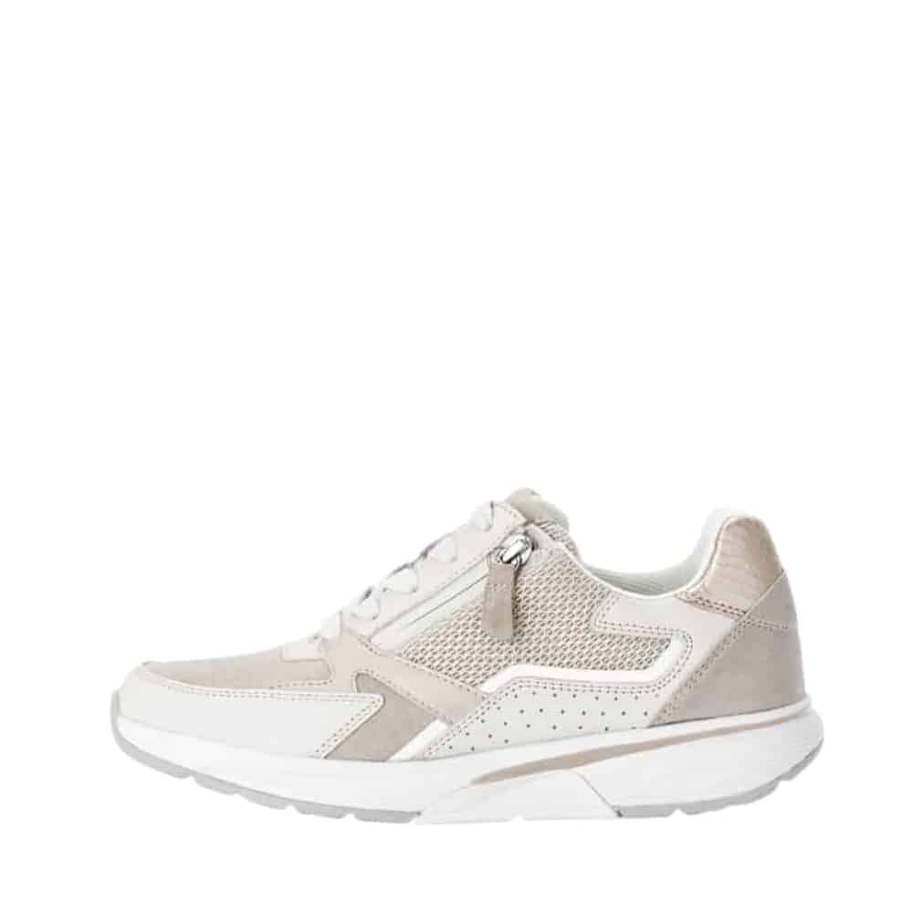 Gabor Rollingsoft sneakers til dame i beige med snørebånd og lynlås samt udtagelig sål