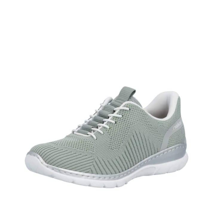 Rieker Ready 2 Go sneakers til dame i grøn med elastik foran samt en fast hælkappe