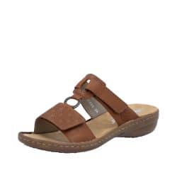 Rieker sandal til dame i brun med velcroremme og stødabsorbering