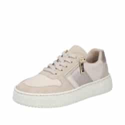 Rieker sneakers til dame i beige med udtagelig sål samt funktionel lynlås og snørebånd
