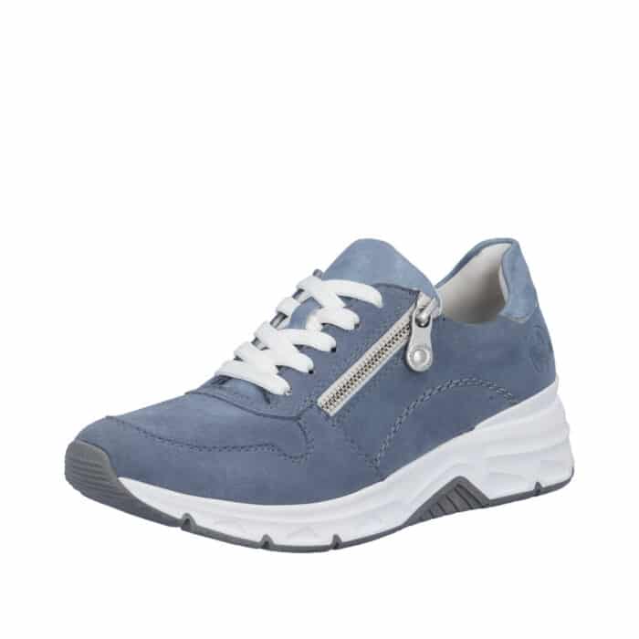 Rieker sneakers til dame i blå med ruskindsoverdel samt udtagelig sål og funktionel lynlås