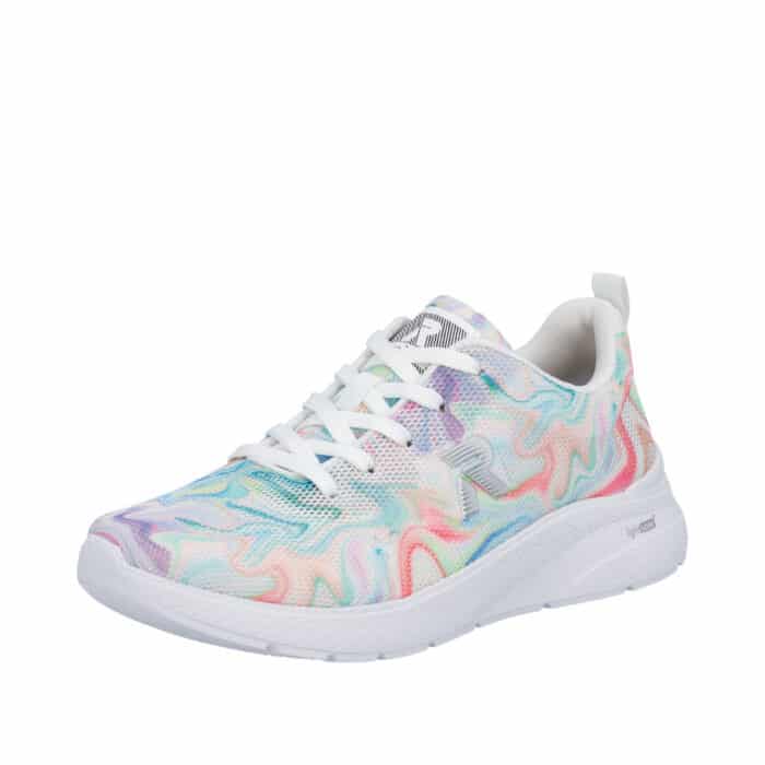 Rieker sneakers til dame i flot farvekombination med snørebånd og udtagelig Rieker-Soft sål med Rieker-Light+ sål og stødabsorbering