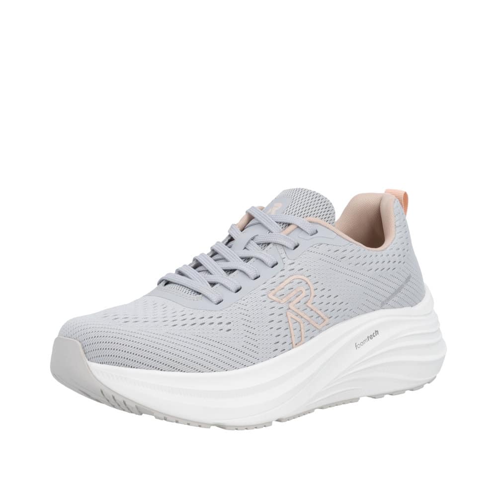 Rieker sneakers til dame i grå med 4,5 cm høj ydersål og udtagelig sål samt ekstra bredde G