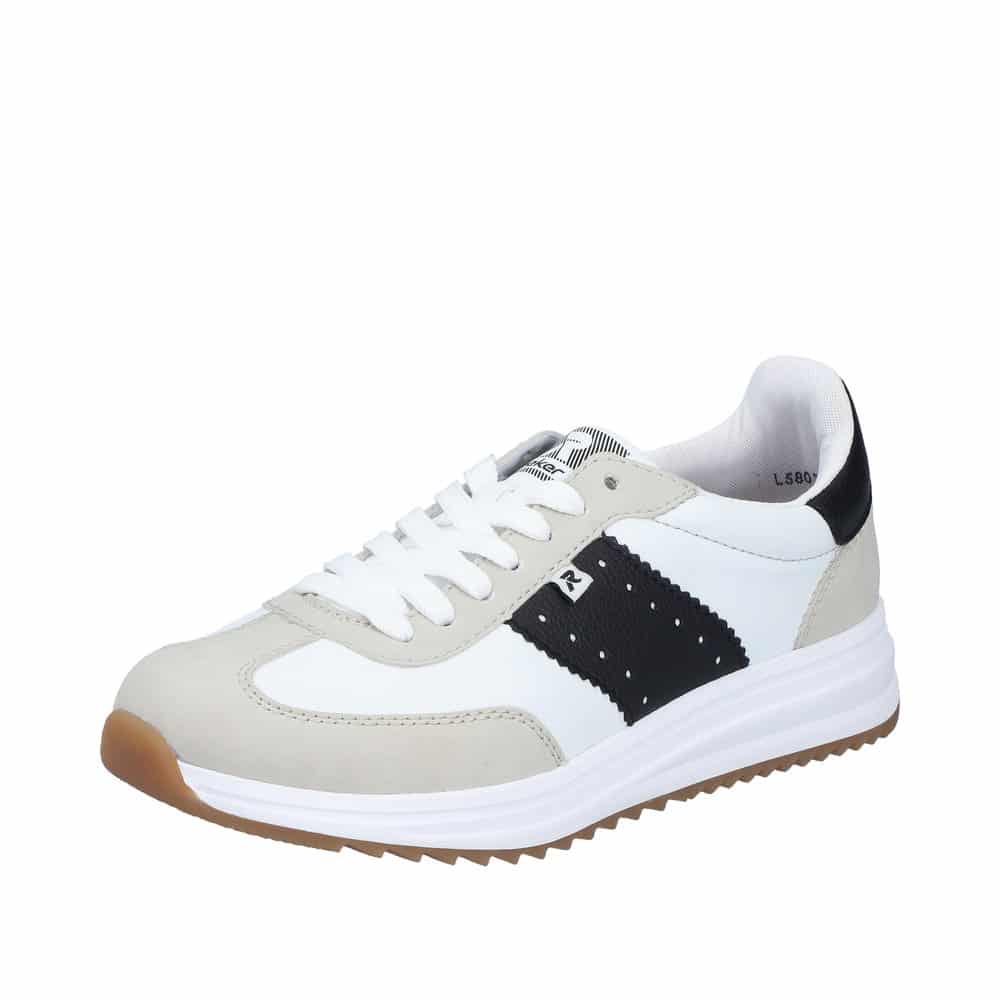 Rieker sneakers til dame i hvid med udtagelig sål og ekstra bredde H samt snørebånd