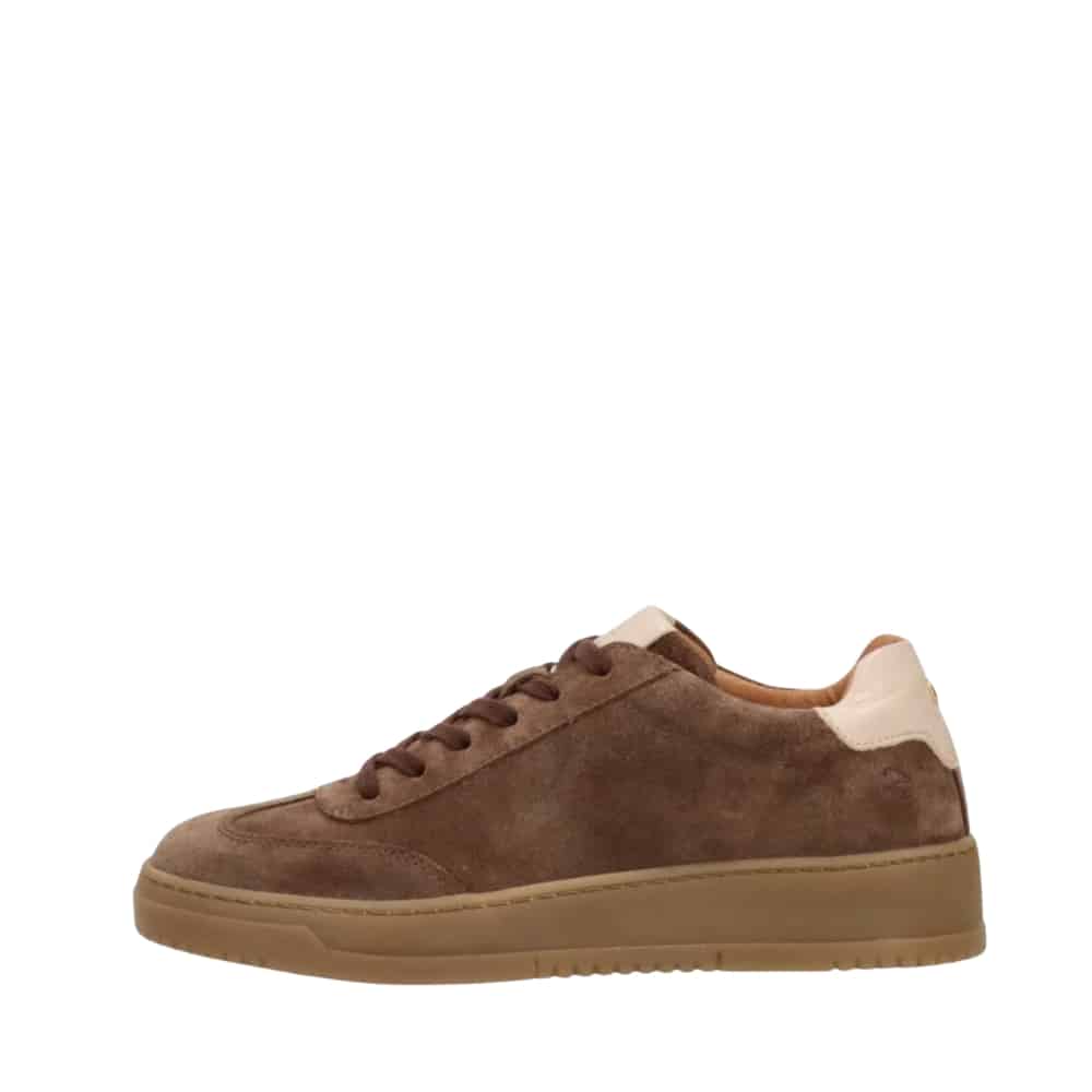 Shoedesign Copenhagen Prime Beat SS sneakers til dame i lysebrun ruskind med snørebånd og gummisål på 4 cm.