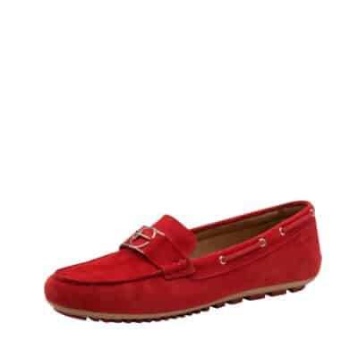 Tamaris loafers til dame i rødt ruskind med fine detaljer og udtagelig indersål