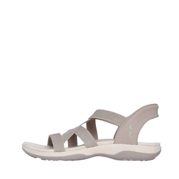 Skechers Slip-in Reggae Slim sandal til dame i biege med 100% veganske materialer og Maskinvaskbar ved maks. 30 grader
