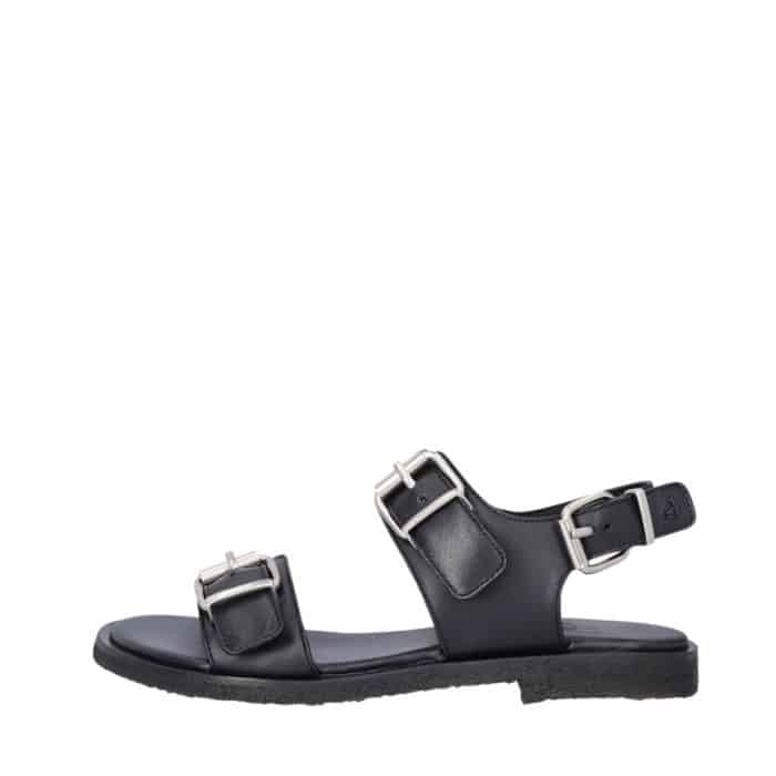 Billi Bi sandal til dame i sort læder med justerbare spænder og rågummisål