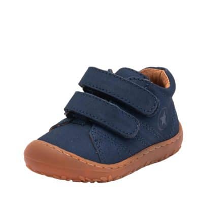 Bisgaard Barefoot Hale V sko til børn i mørkeblå med skindoverdel samt udtagelig sål og velcro