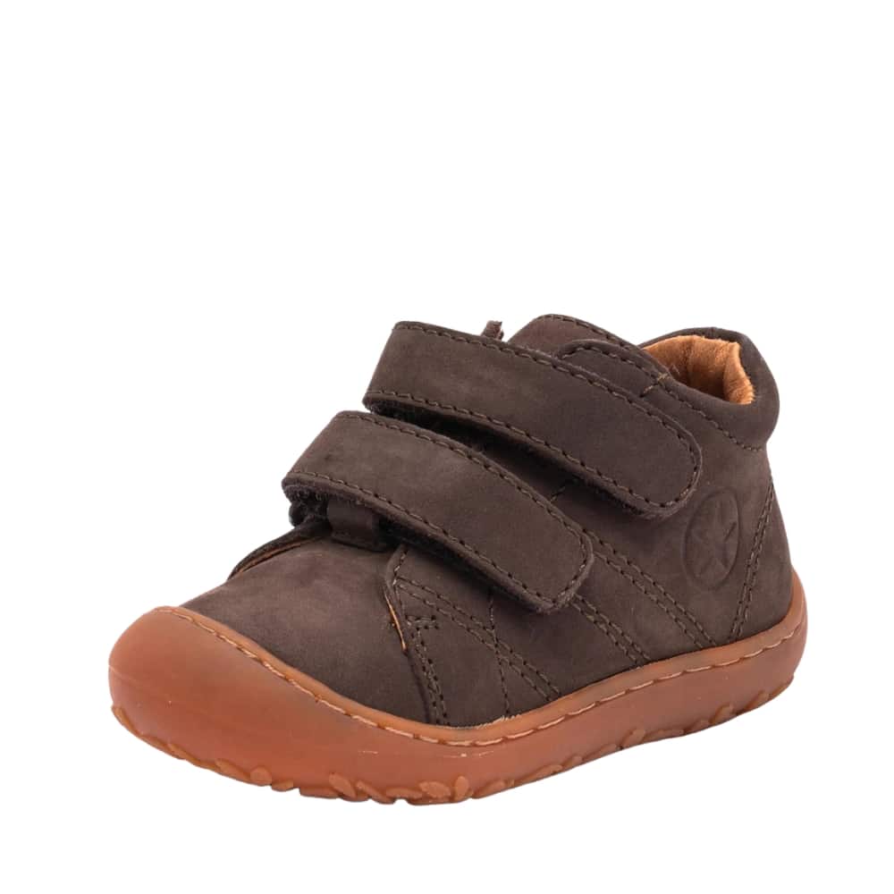 Bisgaard Barefoot Hale V sko til børn i mørkebrun med skindoverdel samt velcro