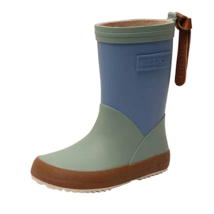 Bisgaard Fashion II Sky gummistøvle til børn i grøn og blå med udtagelig sål og 100% vandtæt
