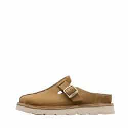 Clarks Solbury Mule sko til dame i beige med ruskindsoverdel samt skindsål og justerbar spænde