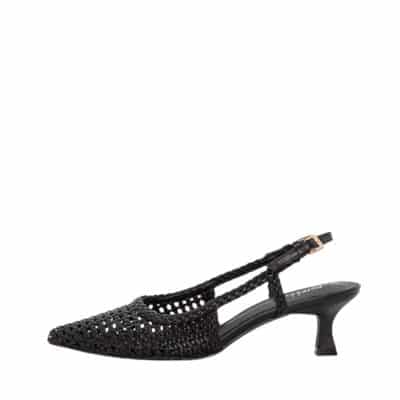 Duffy Lavello Quattro Pumps til dame i sort med stilethæl på 5 cm samt fletoverdel og slingback