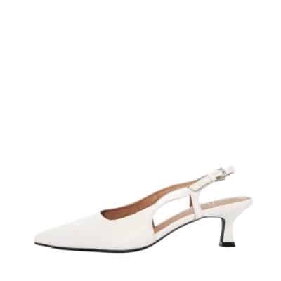 Duffy Lavello Uno pumps til dame i hvid med slingback hælrem og en hæl på 5,5 cm