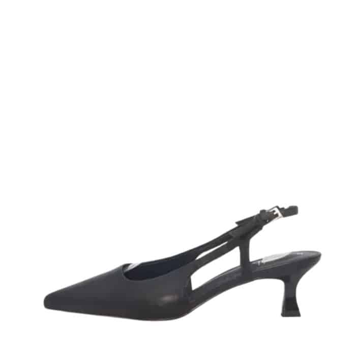 Duffy Lavello Uno pumps til dame i sort med en hæl på 5,5 cm samt en slingback hælræm