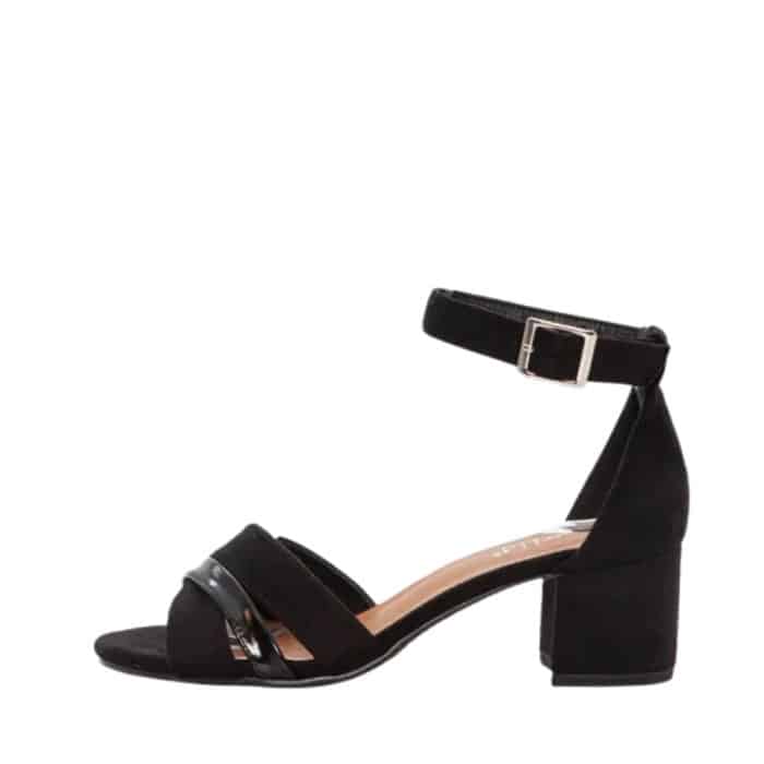 Duffy Rivello Diciannove sandal til dame i sort med en blokhæl på 5,5 cm samt justerbar spænde