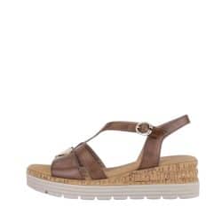 Gabor sandal til dame i brunt skind med justerbar spænde og kilehæl på 5 cm samt flot detalje