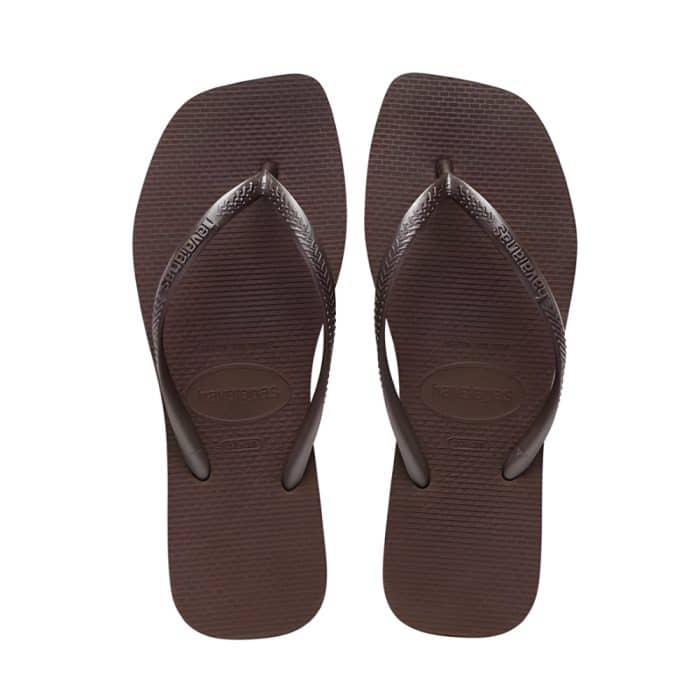 Havaianas Simsquare klipklapper til dame i brun med gummi-sål og tå-rem samt firkantet snude