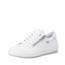 Remonte sneakers til dame i hvid med skindoverdel og udtagelig sål samt Remonte-Tex og en funktionel lynlås