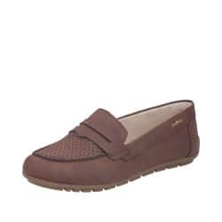 Rieker loafers til dame i brun med dekorative huller i overdel og blød sål