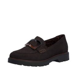 Rieker loafers til dame i brun med flotte detaljer og Rieker Antistress.