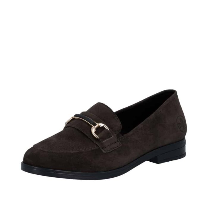 Rieker loafers til dame i brunt skind med Rieker Antistress.