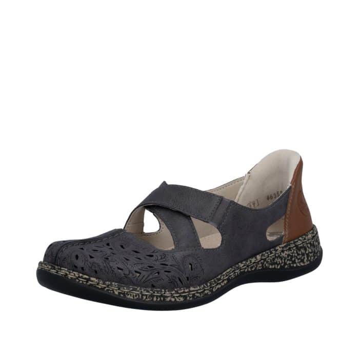 Rieker Ready 2 Go sko til dame i grå med Antistress og elastisk remme over vristen