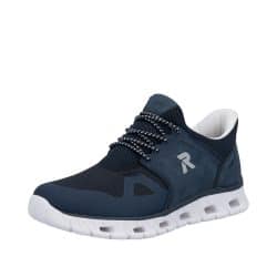 Rieker Ready 2 Go sneakers til herre i blå med elastik samt fast hælkappe og stødabsorbering