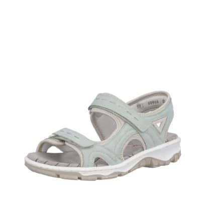 Rieker sandal til dame i grøn med en blød indersål samt to velcrolukninger
