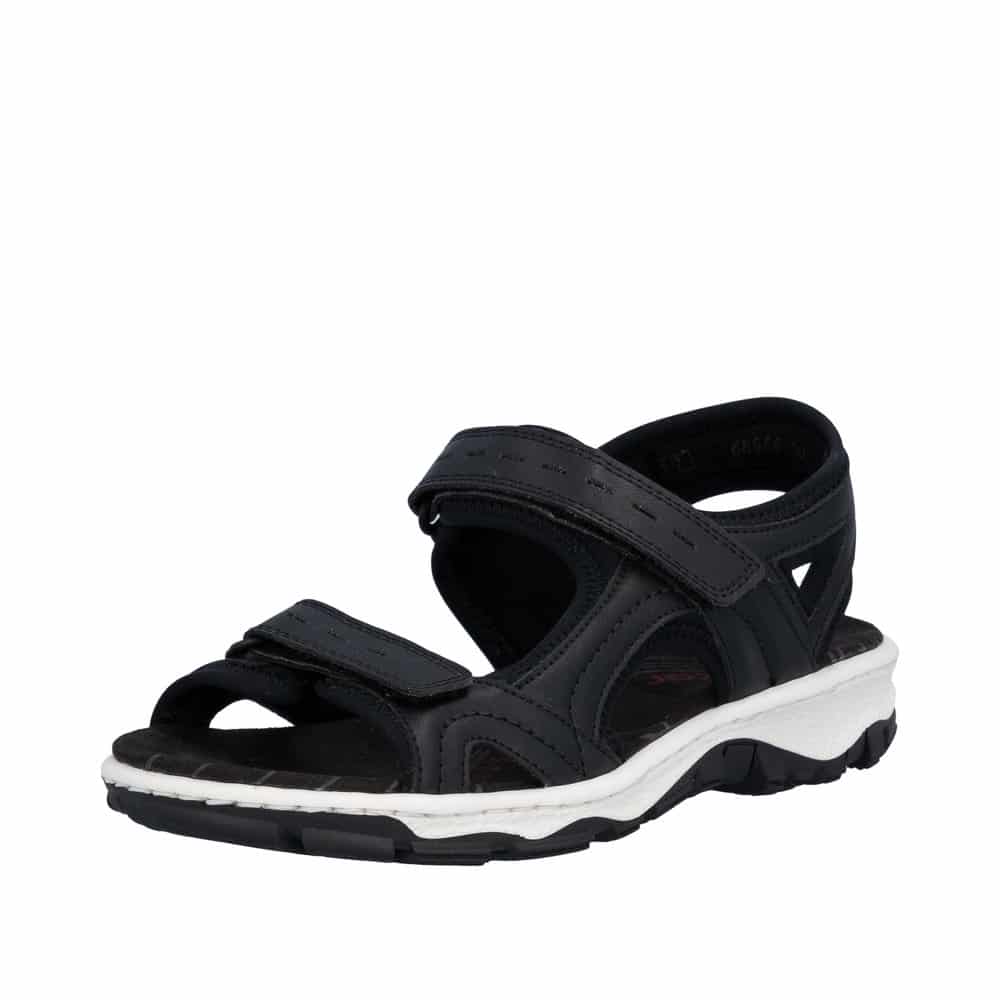 Rieker vandresandaler til dame i sort med velcro