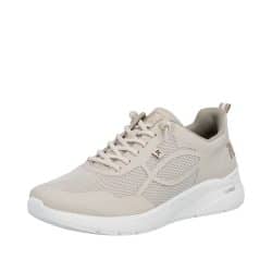 Rieker sneakers til dame i beige med en udtagelig Rieker-Soft indersål samt en Lightsole+ gummisål