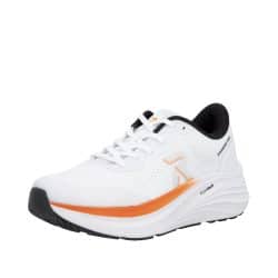 Rieker sneakers til dame i hvid kombi med ekstra bredde G og unik orange sidelinje