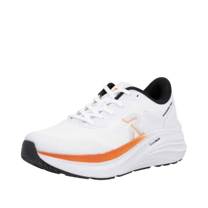 Rieker sneakers til dame i hvid kombi med ekstra bredde G og unik orange sidelinje