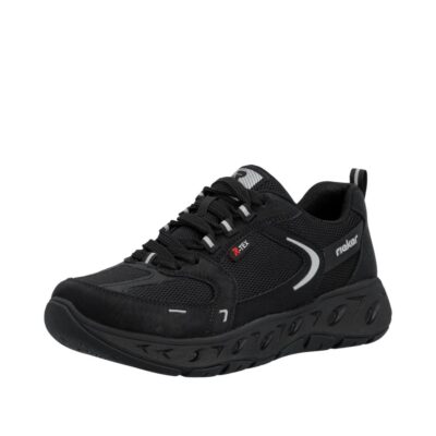 Rieker sneakers til dame i sort med snørebånd og ekstra bredde G
