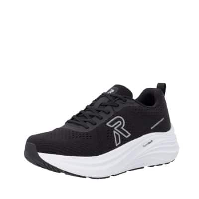Rieker sneakers til dame i sort med udtagelig Rieker-soft indersål og Foamtech gummisål samt snørebånd