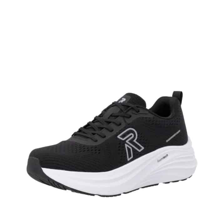 Rieker sneakers til dame i sort med udtagelig Rieker-soft indersål og Foamtech gummisål samt snørebånd