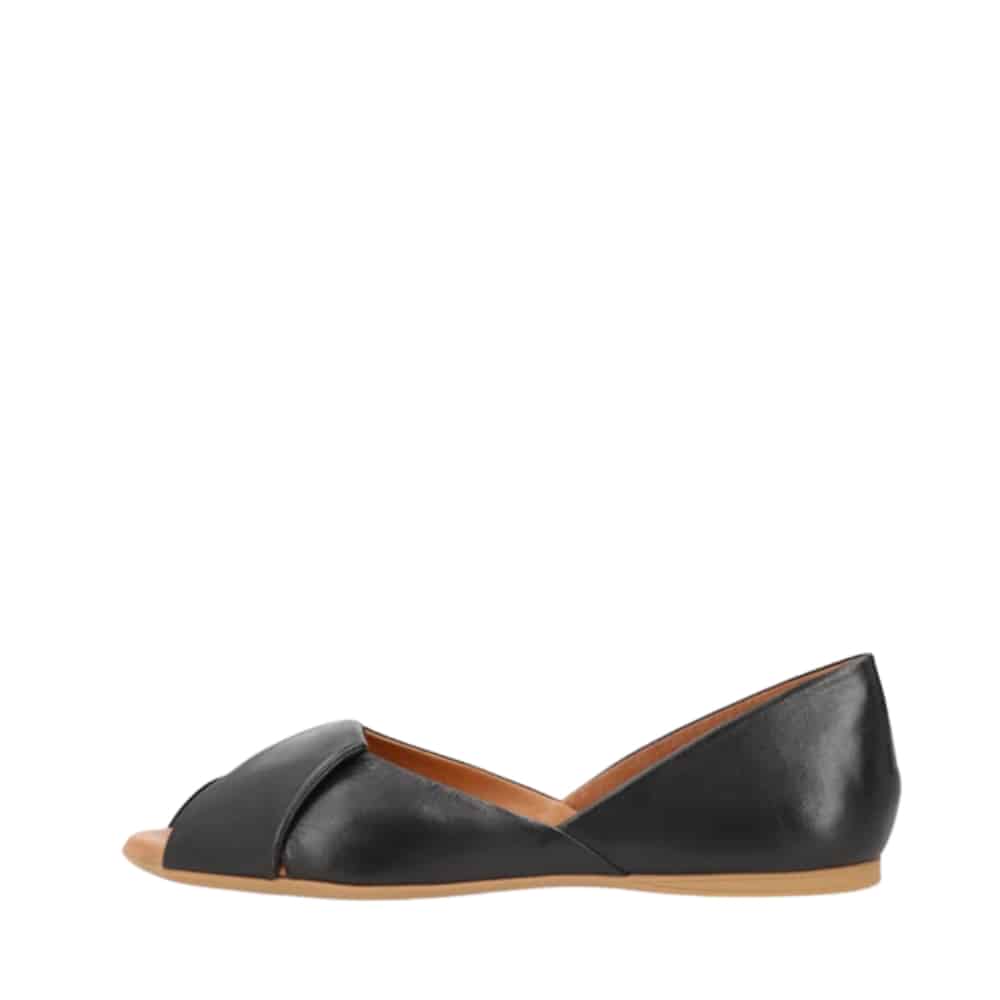 Shoedesign Copenhagen Viva ballerinasko til dame i sort med skindoverdel samt flot detalje og skindsål