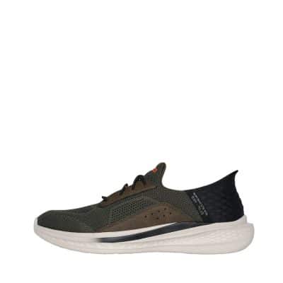 Skechers Relaxed Fit Slip-in Slade Cohen sneakers til herre i grøn med en fast hælkappe og udtagelig sål samt en en polstret hælpude