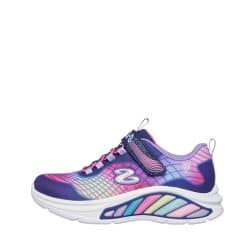 Skechers S-Lights Rainbow Cruisers til børn i lilla kombi med elastik og velcro, samt lys i sål