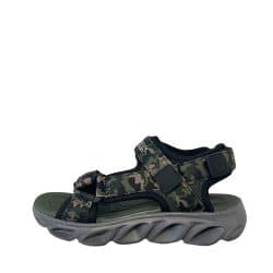 Skechers S-Lights Sun Breaks sandal til børn i grøn med tre velcroremme og lys i sålen