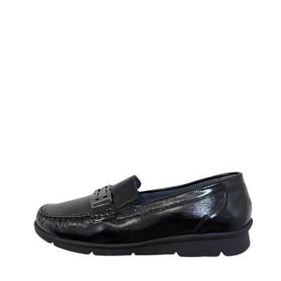 Waldläufer loafers til dame i sort lak med ekstra bredde K
